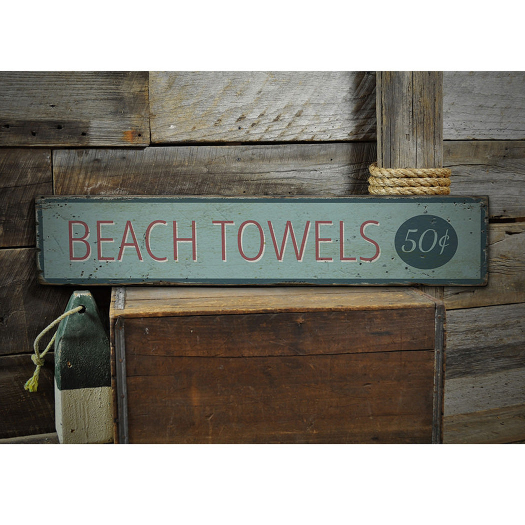 Beach Towel Rustic Wood Sign