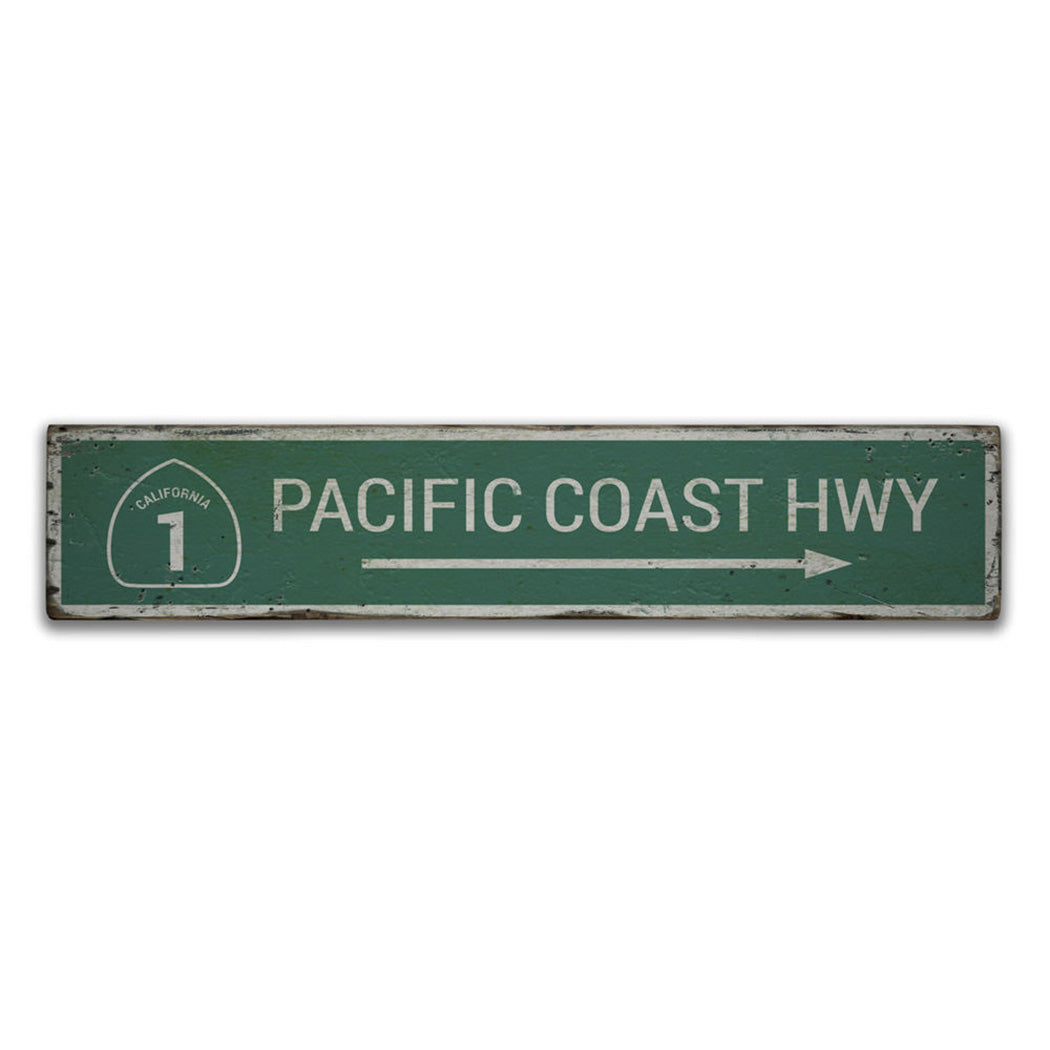 Pacific Coast Highway Rustic Wood Sign