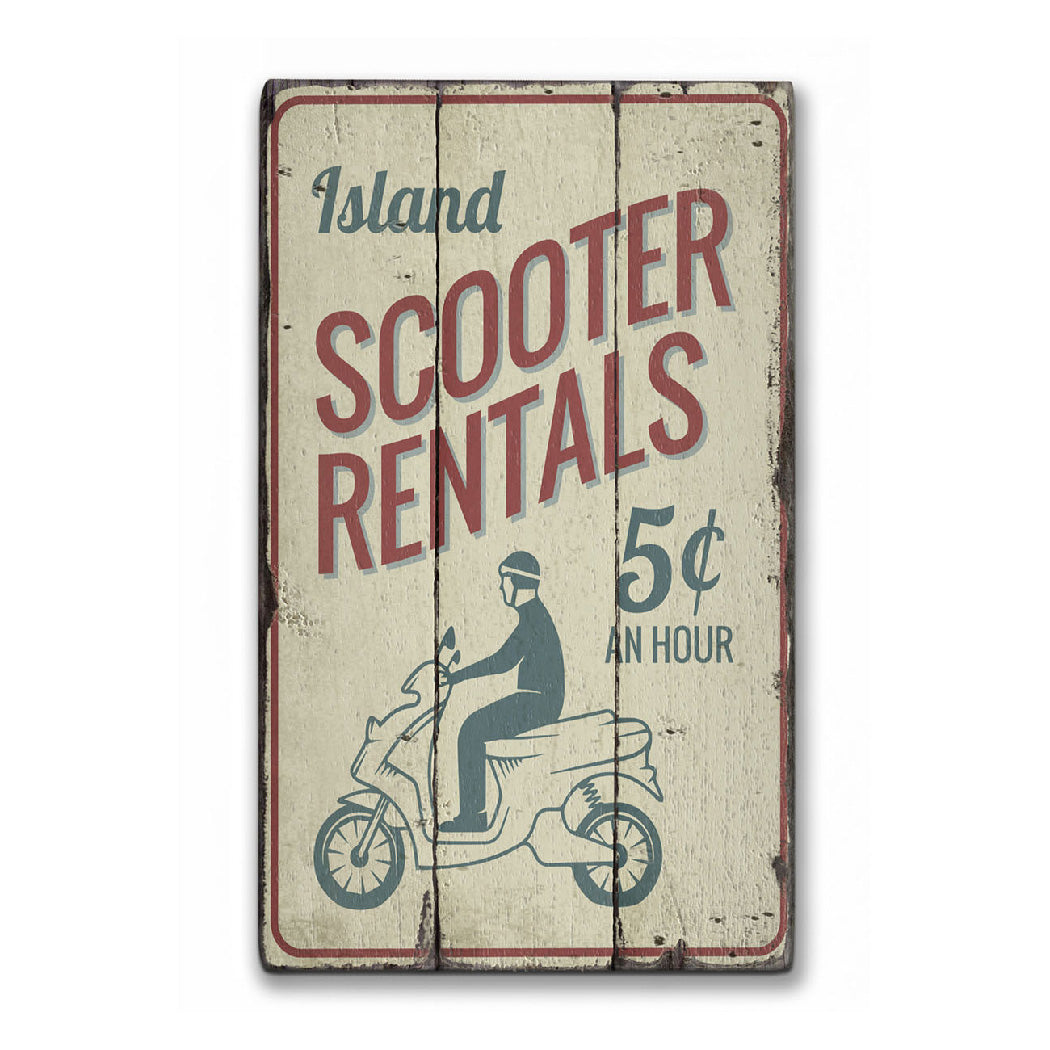 Scooter Rentals Rustic Wood Sign