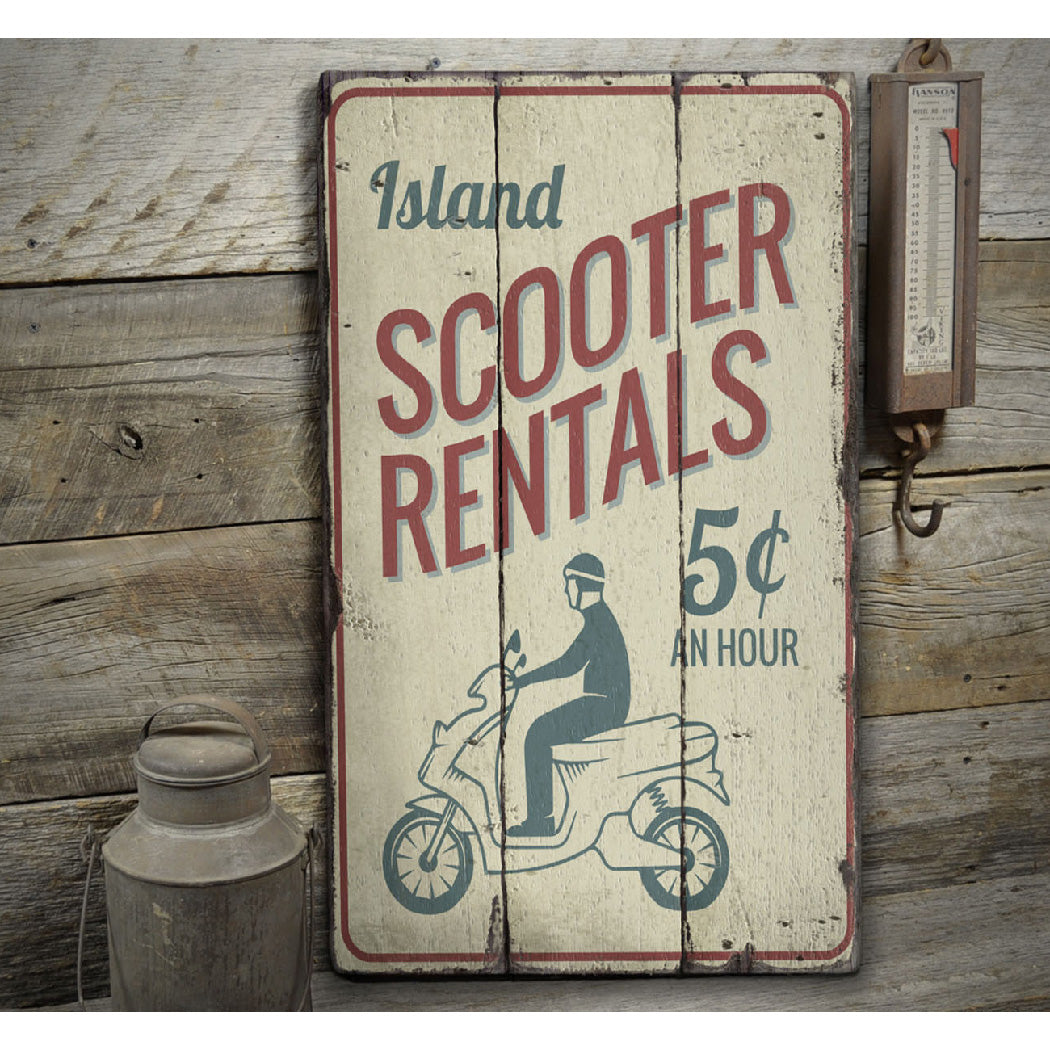 Scooter Rentals Rustic Wood Sign