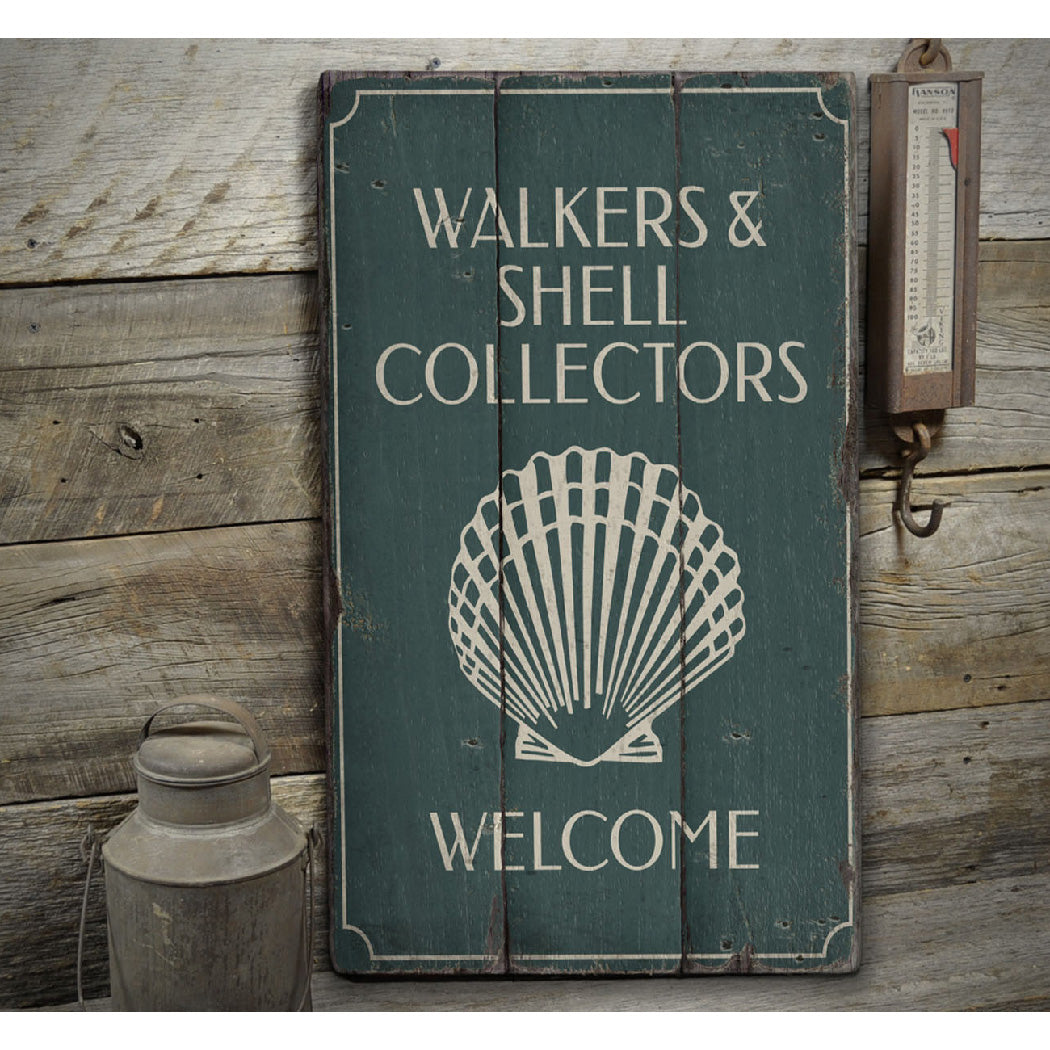 Beach Walker Rustic Wood Sign