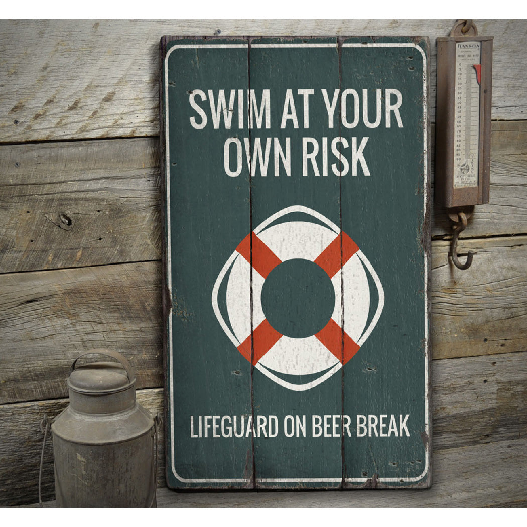 Life Preserver Rustic Wood Sign