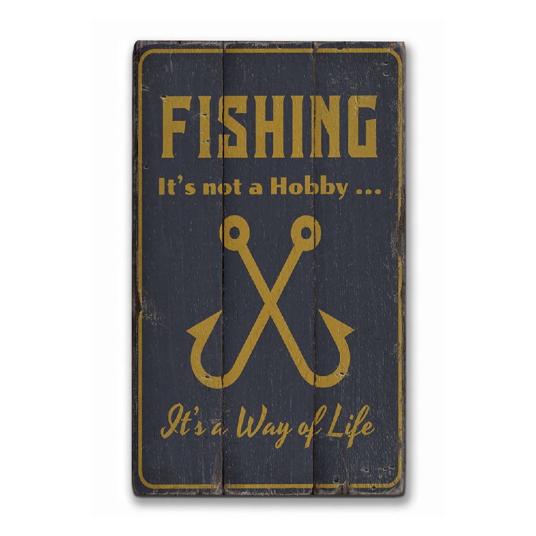 Fishing Hobby Rustic Wood Sign