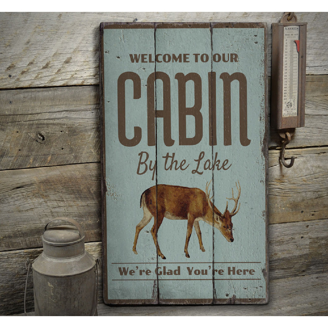 Lake Cabin Welcome Rustic Wood Sign