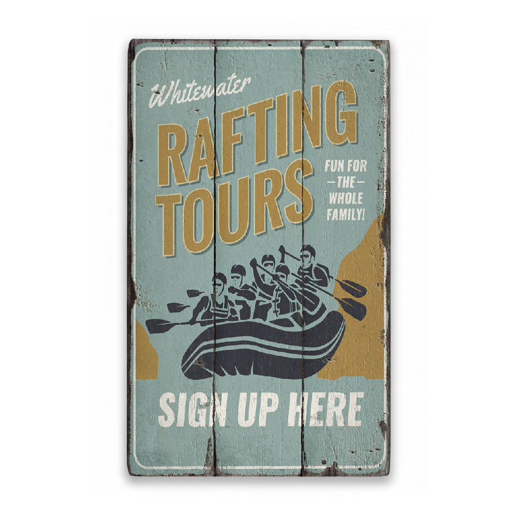 Whitewater Rafting Rustic Wood Sign