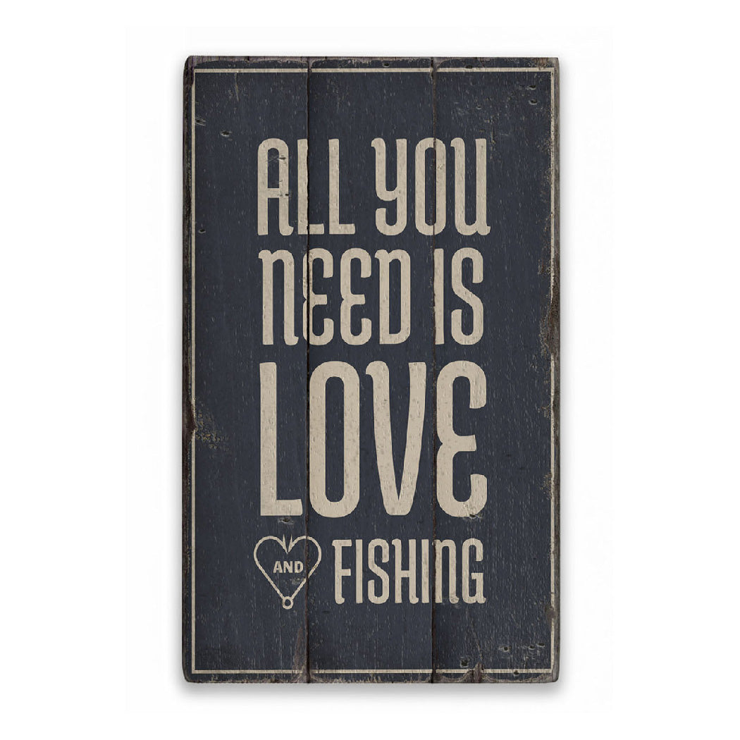 Fishing Lover Rustic Wood Sign