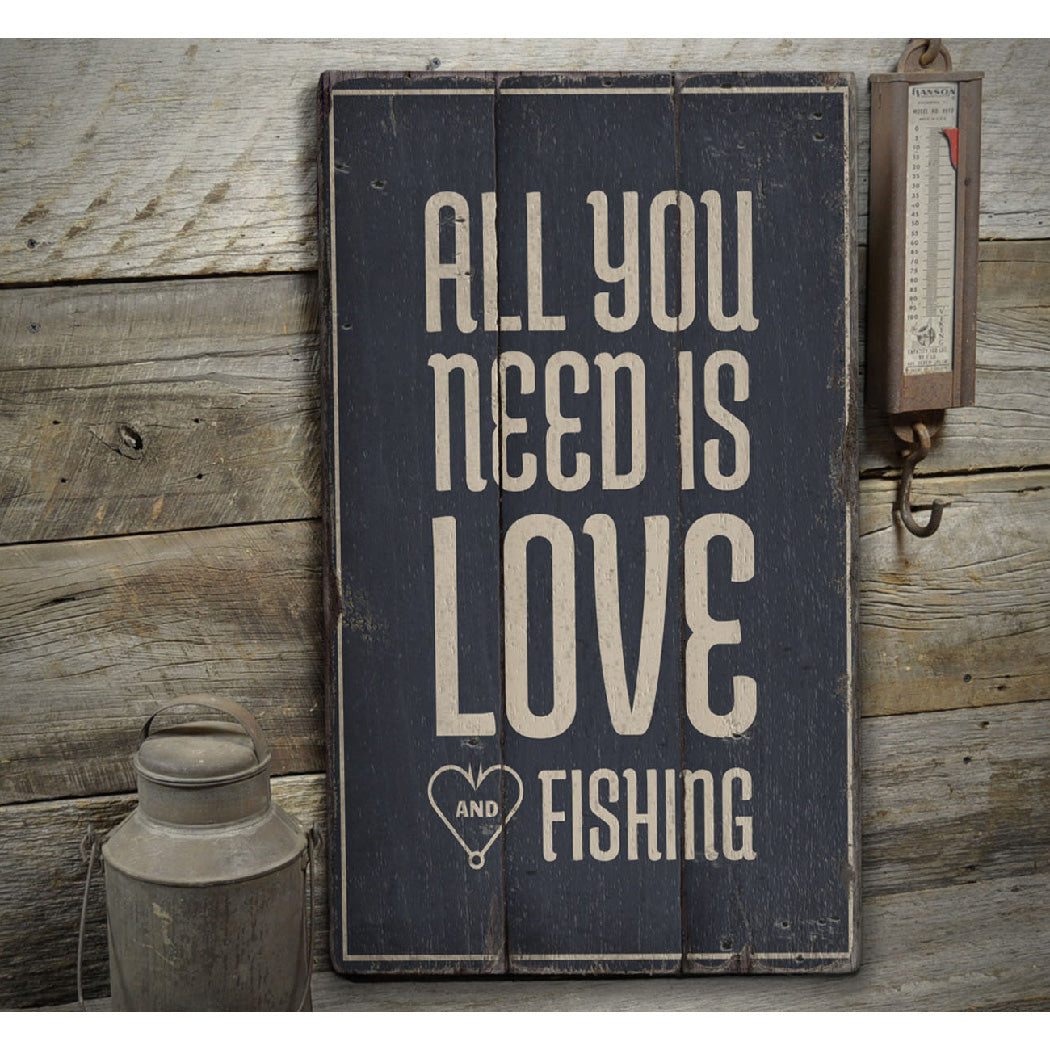 Fishing Lover Rustic Wood Sign