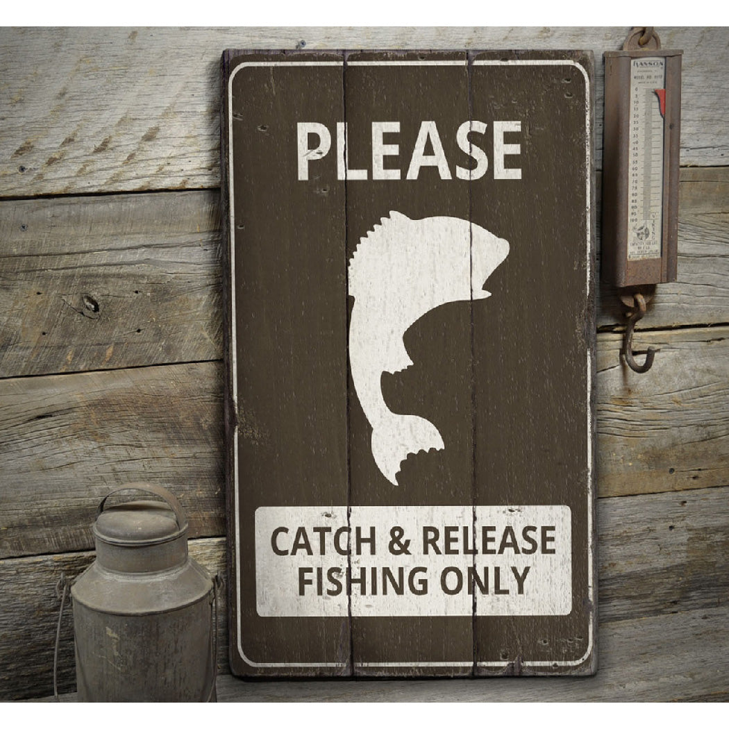 Fishing Notice Rustic Wood Sign