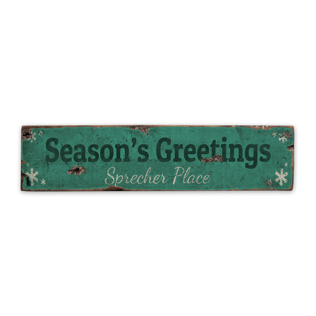 Season's Greetings Rustic Wood Sign