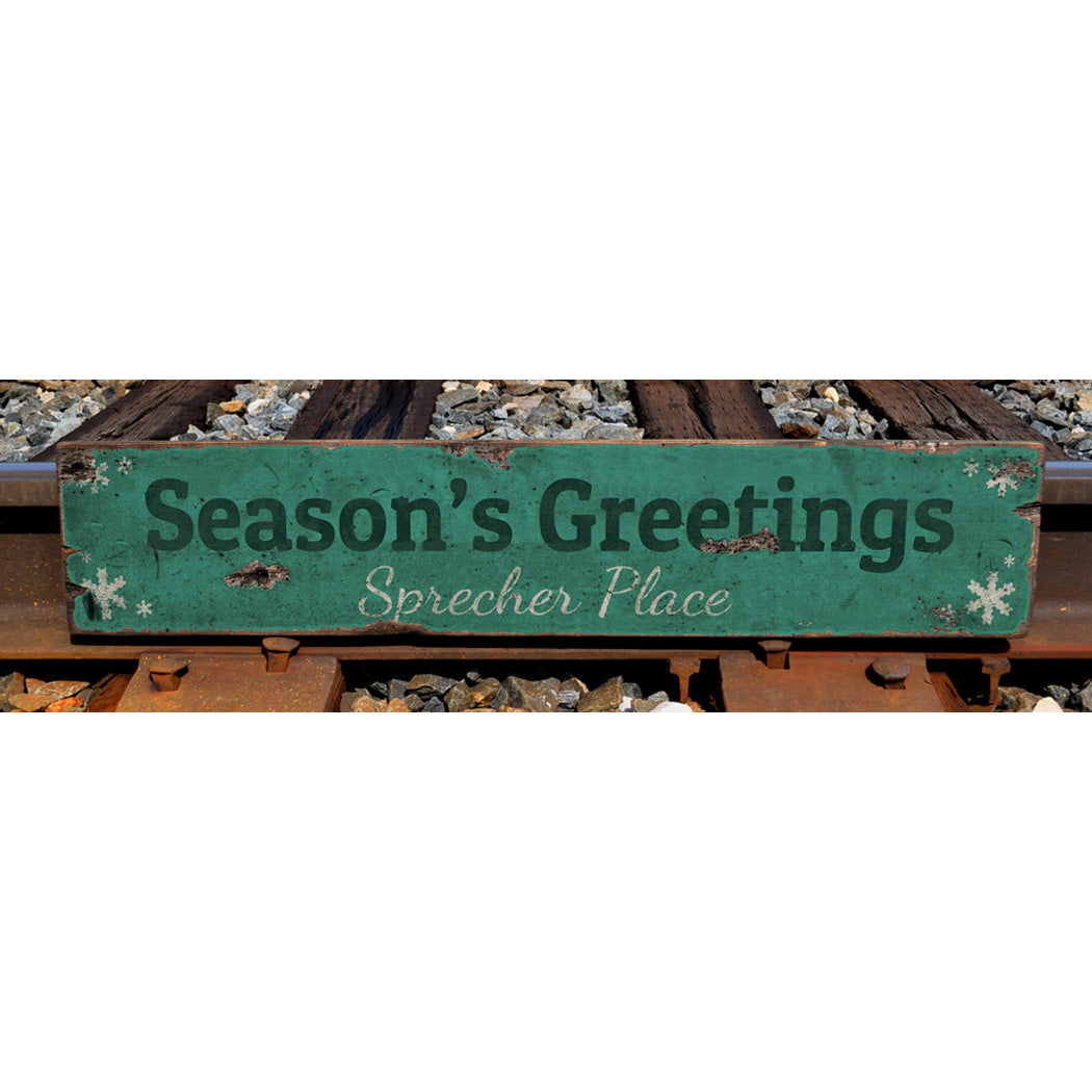 Season's Greetings Rustic Wood Sign