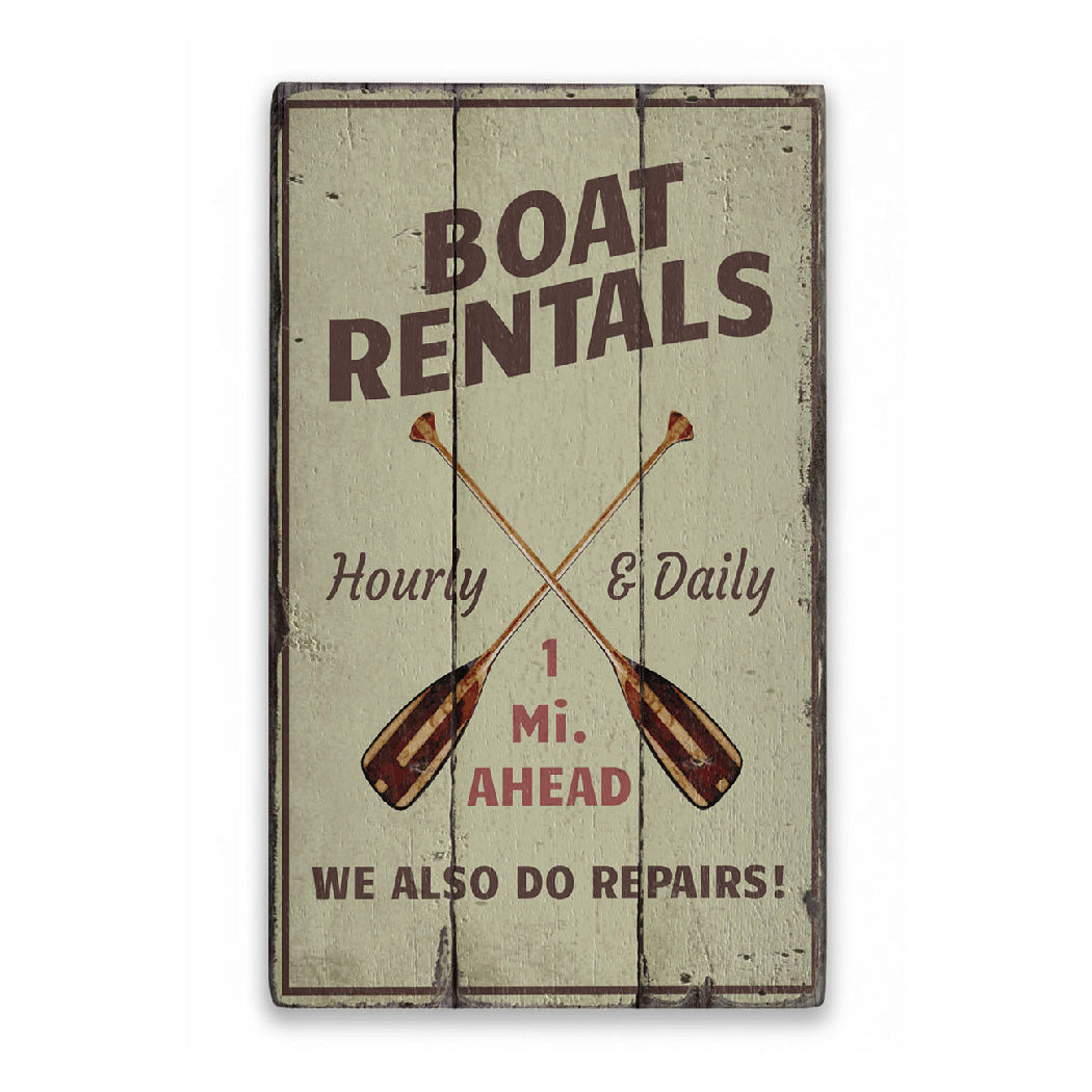 Boat Rental Mileage Rustic Wood Sign