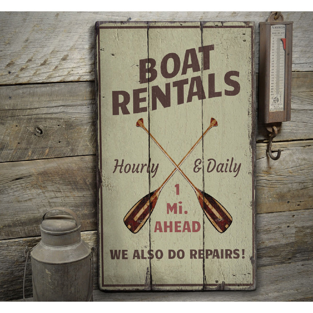 Boat Rental Mileage Rustic Wood Sign