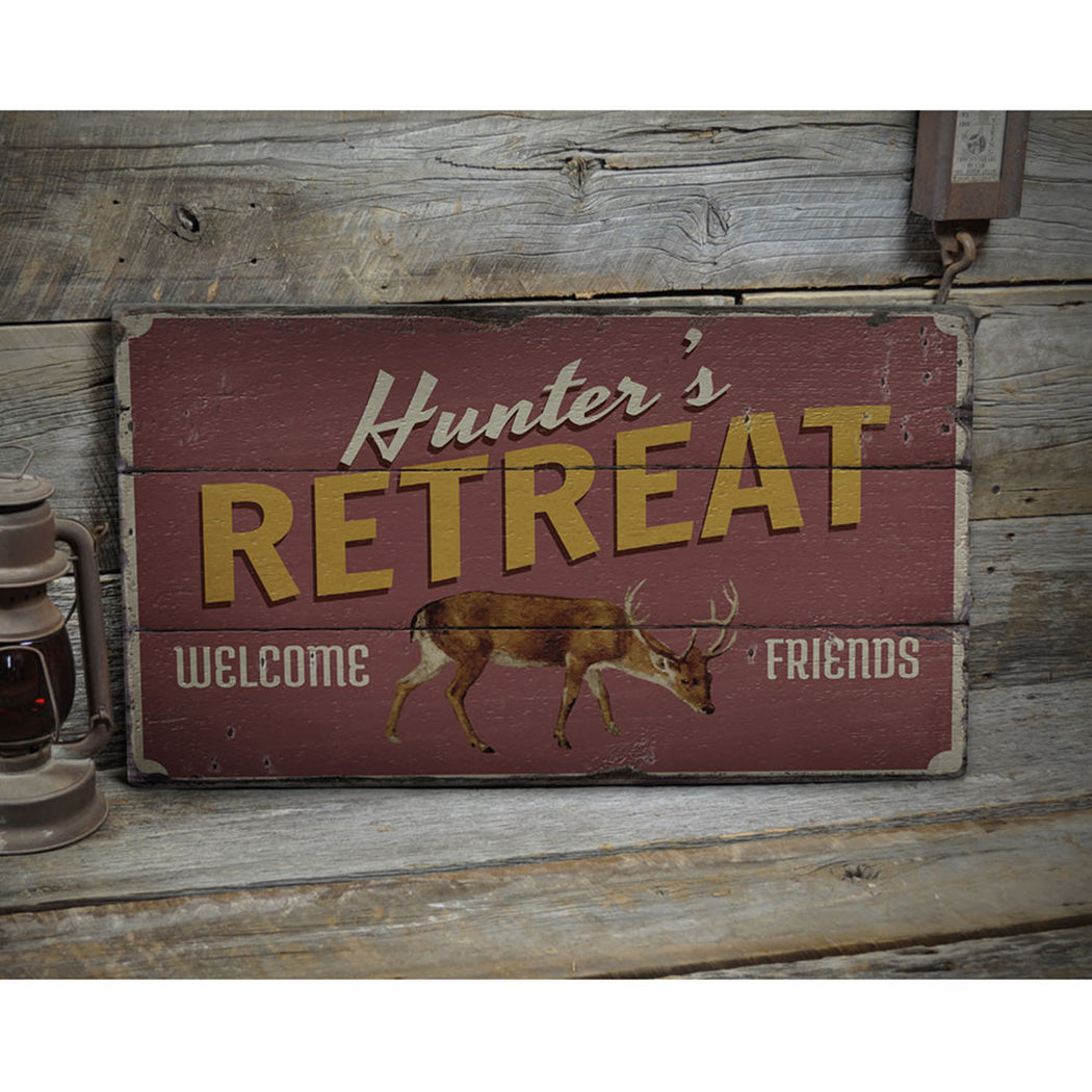 Hunter's Retreat Rustic Wood Sign