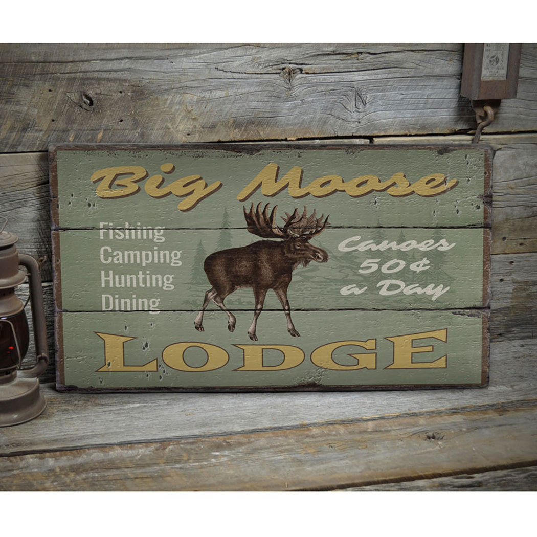 Moose Lodge Rustic Wood Sign