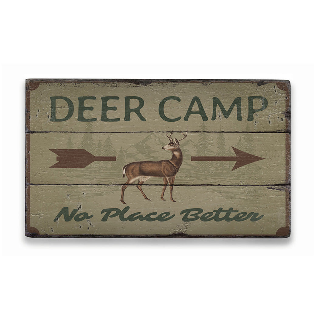 Deer Camp Arrow Rustic Wood Sign