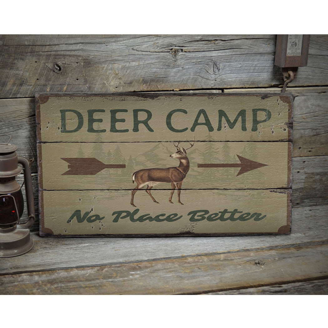 Deer Camp Arrow Rustic Wood Sign