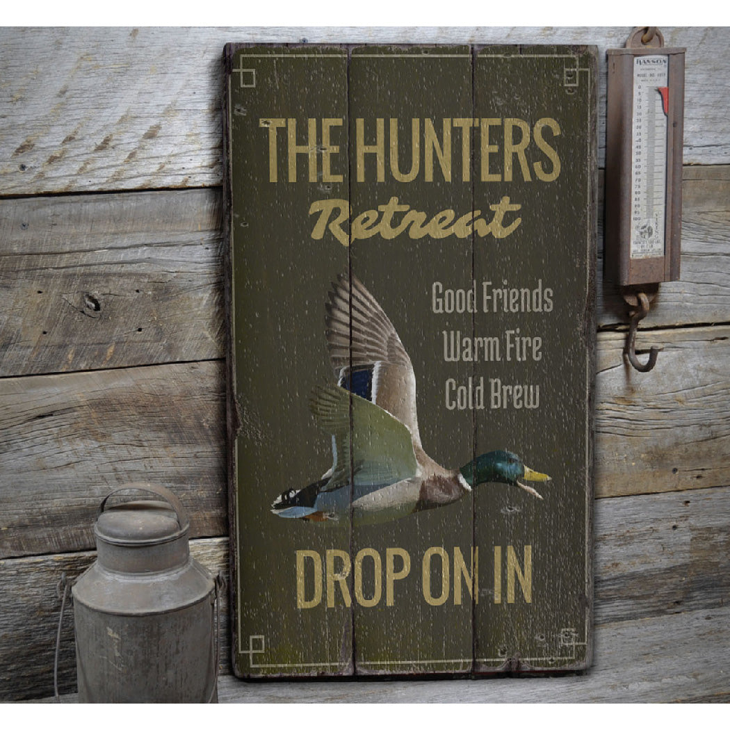 The Hunters Retreat Rustic Wood Sign