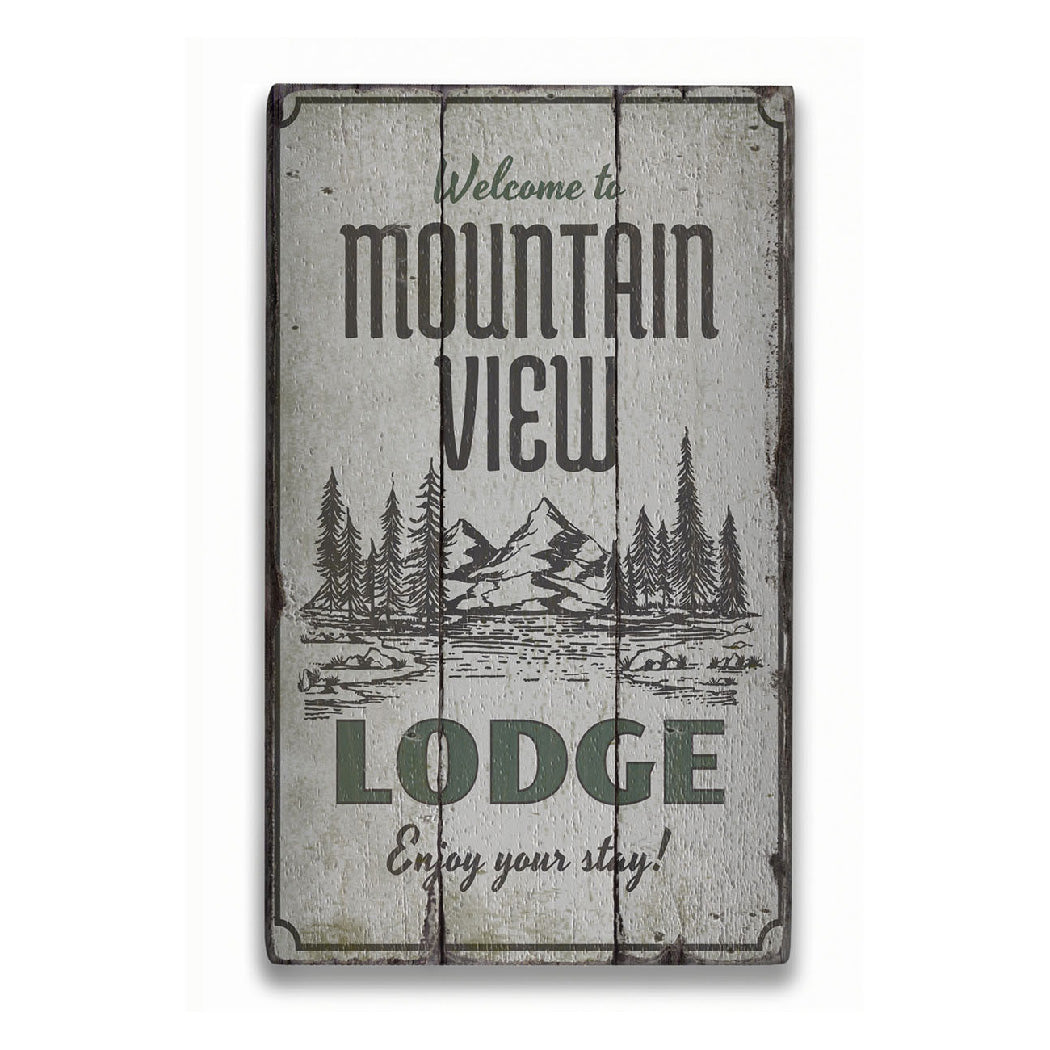 Mountain View Rustic Wood Sign