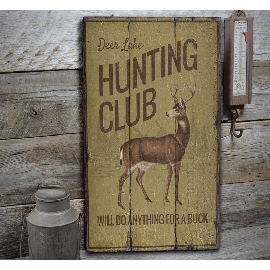 Hunting Club Rustic Wood Sign