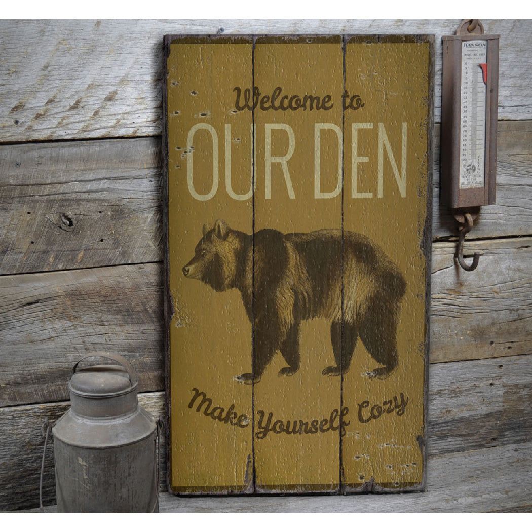 Bear Den Rustic Wood Sign