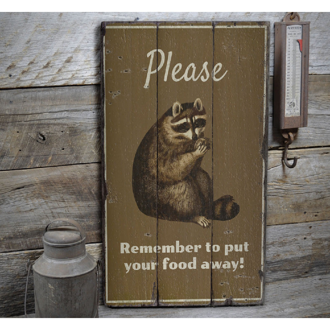 Raccoon Rustic Wood Sign