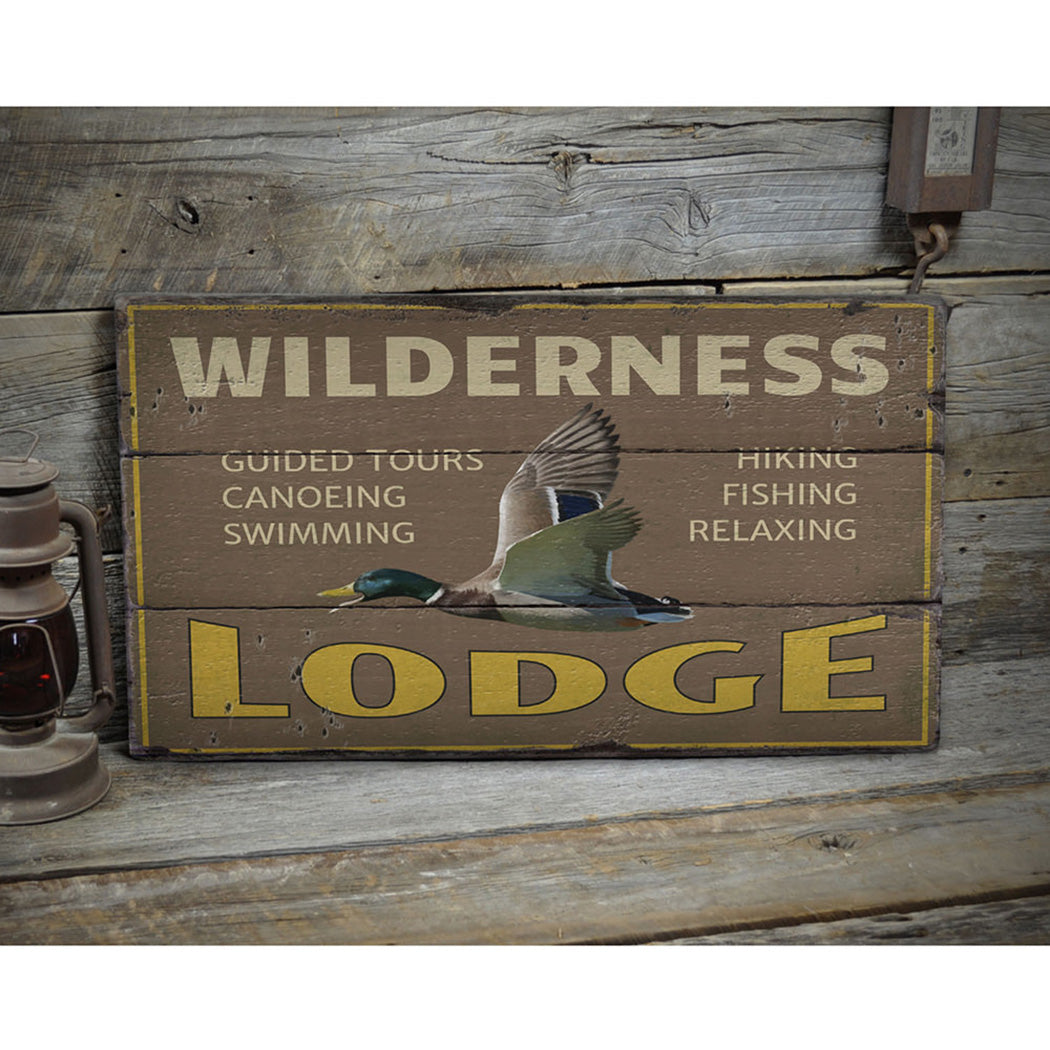 Wilderness Lodge Rustic Wood Sign