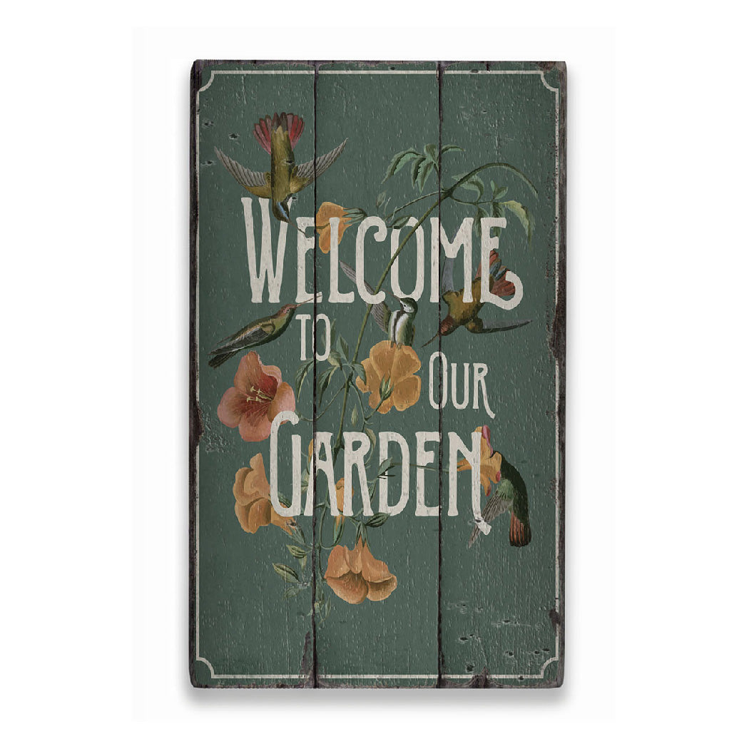 Garden Welcome Rustic Wood Sign