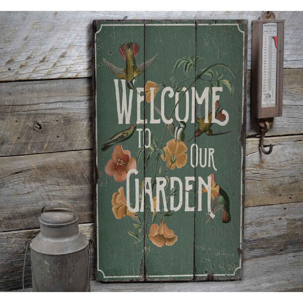 Garden Welcome Rustic Wood Sign