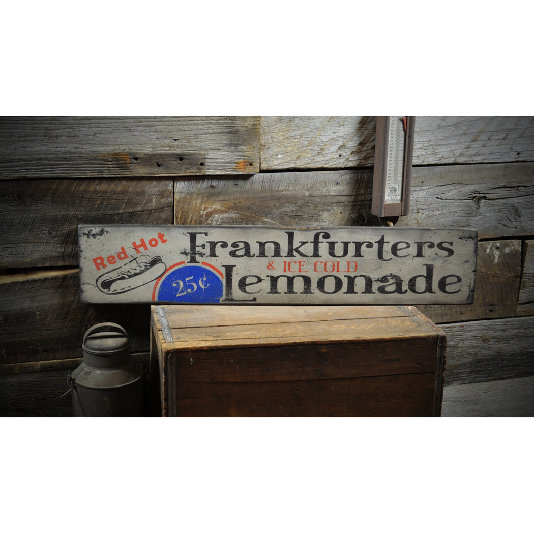 Frankfurters & Lemonade Rustic Wood Sign