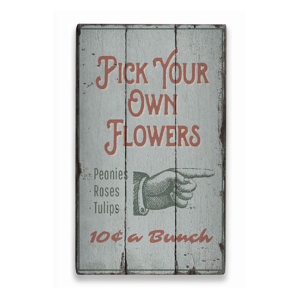 Flower Picking Rustic Wood Sign