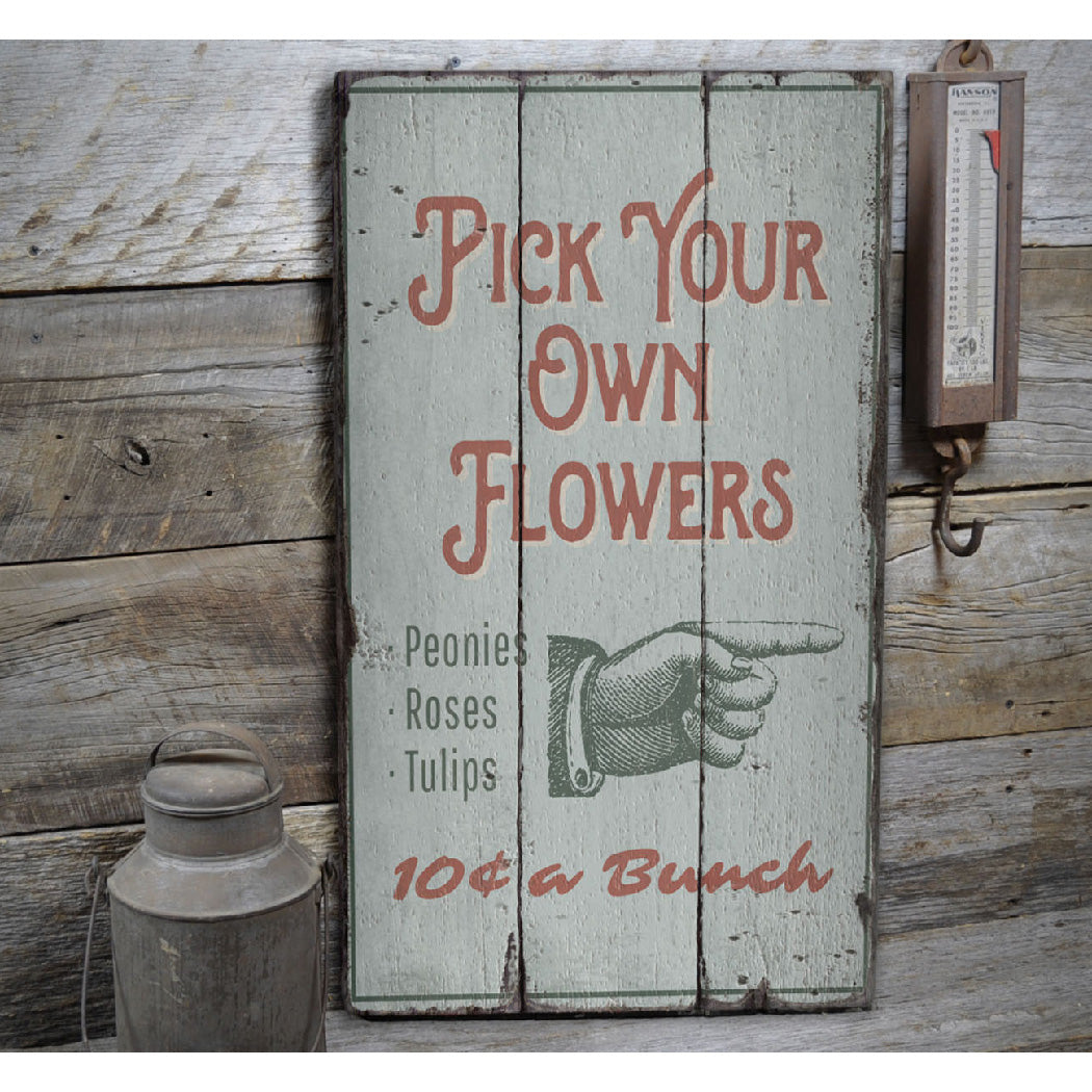 Flower Picking Rustic Wood Sign