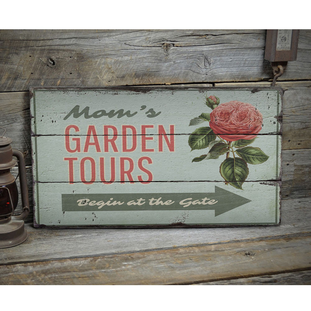 Garden Tours Arrow Rustic Wood Sign