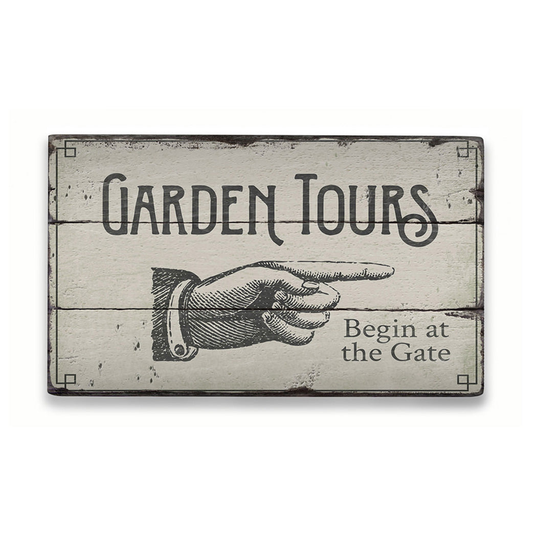 Garden Tours Directional Rustic Wood Sign