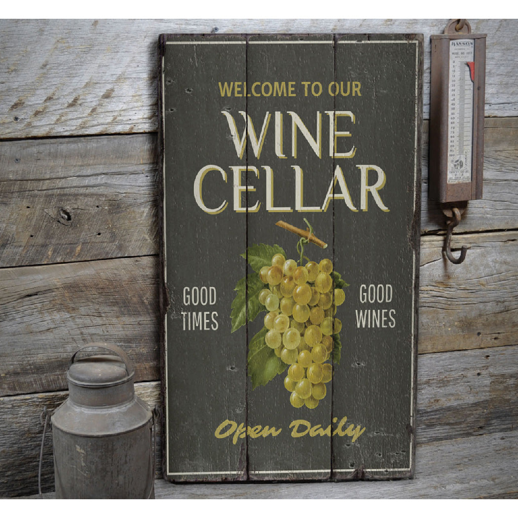 Wine Cellar Welcome Rustic Wood Sign