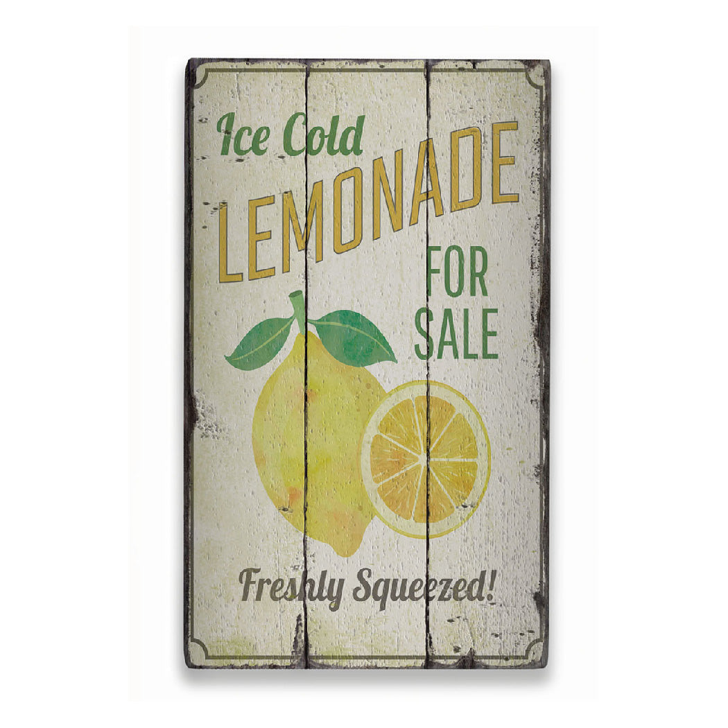 Ice Cold Lemonade Rustic Wood Sign