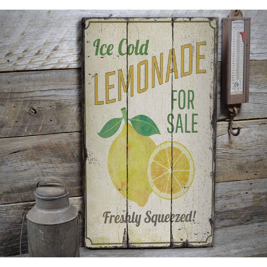 Ice Cold Lemonade Rustic Wood Sign