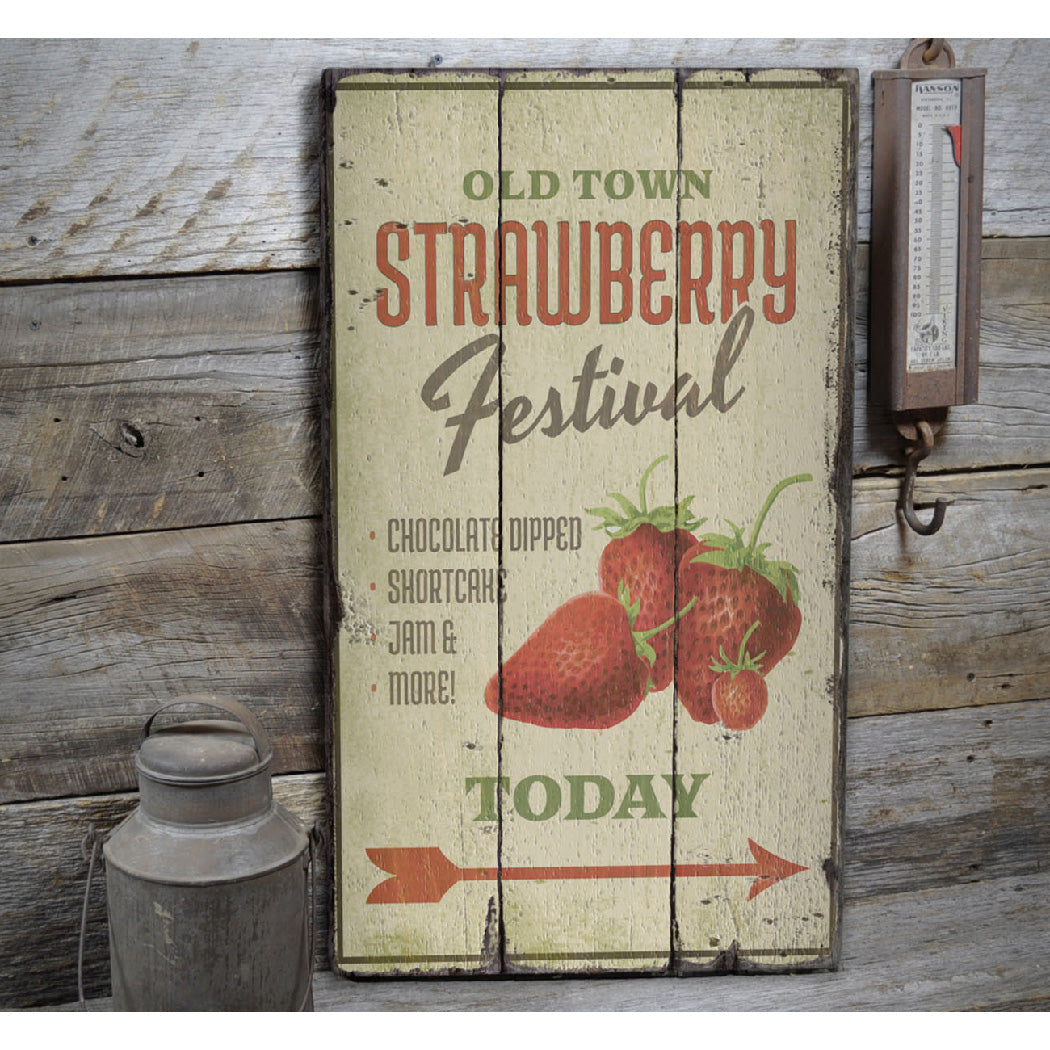 Strawberry Festival Rustic Wood Sign