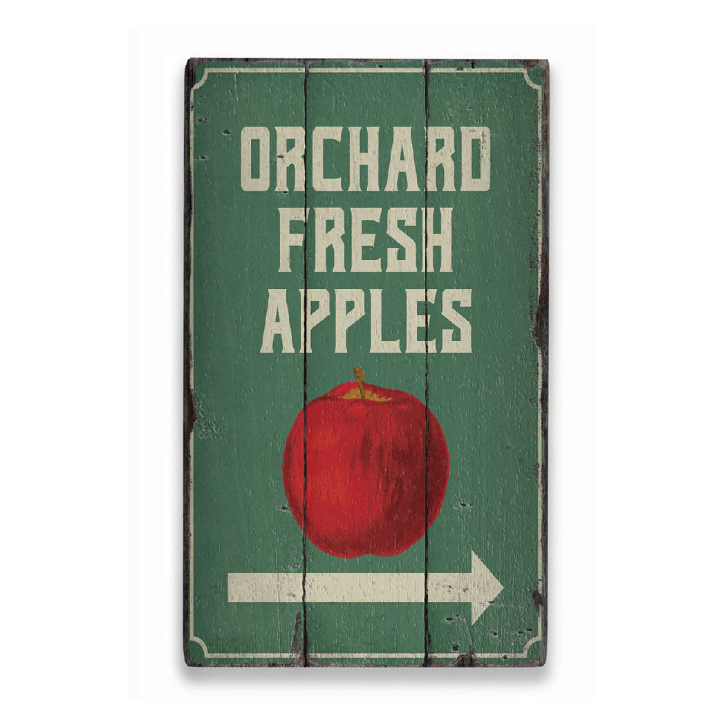 Orchard Fresh Apples Rustic Wood Sign