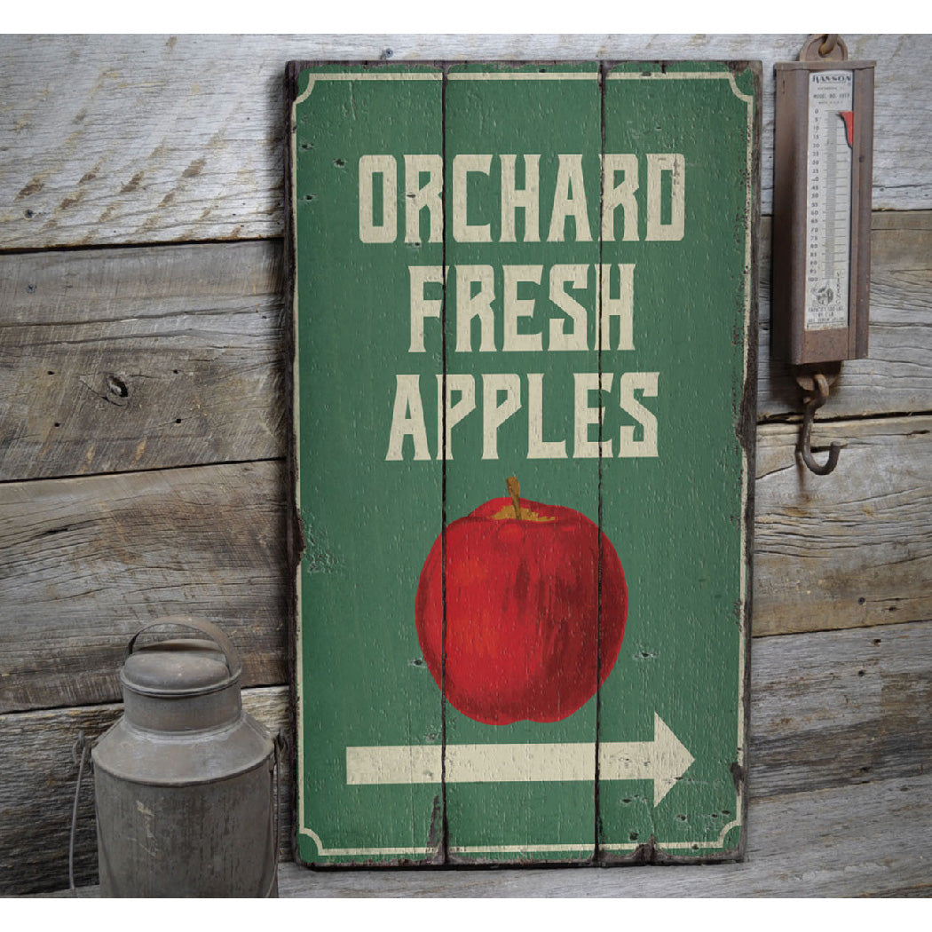 Orchard Fresh Apples Rustic Wood Sign