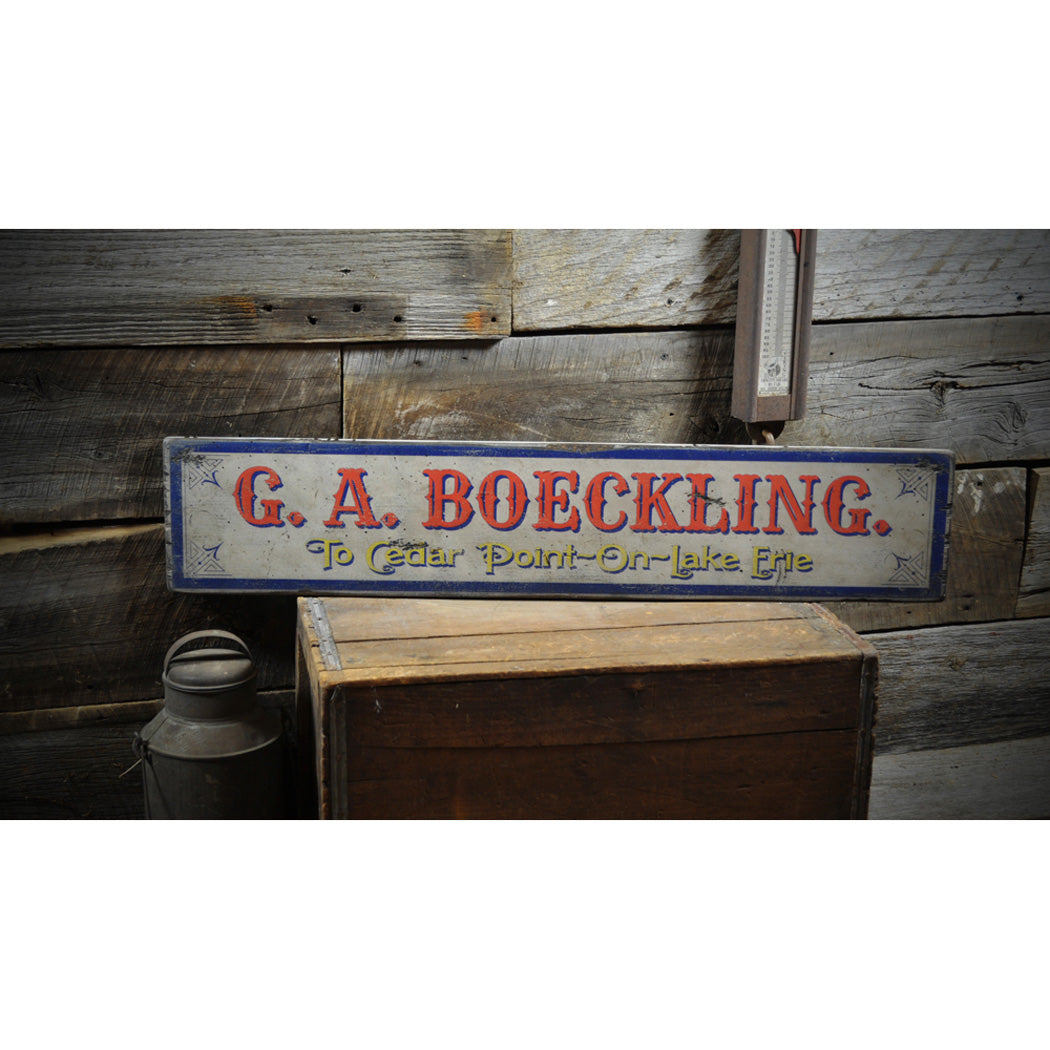 Lake Erie G A Boeckling Ferry Boat Rustic Wood Sign