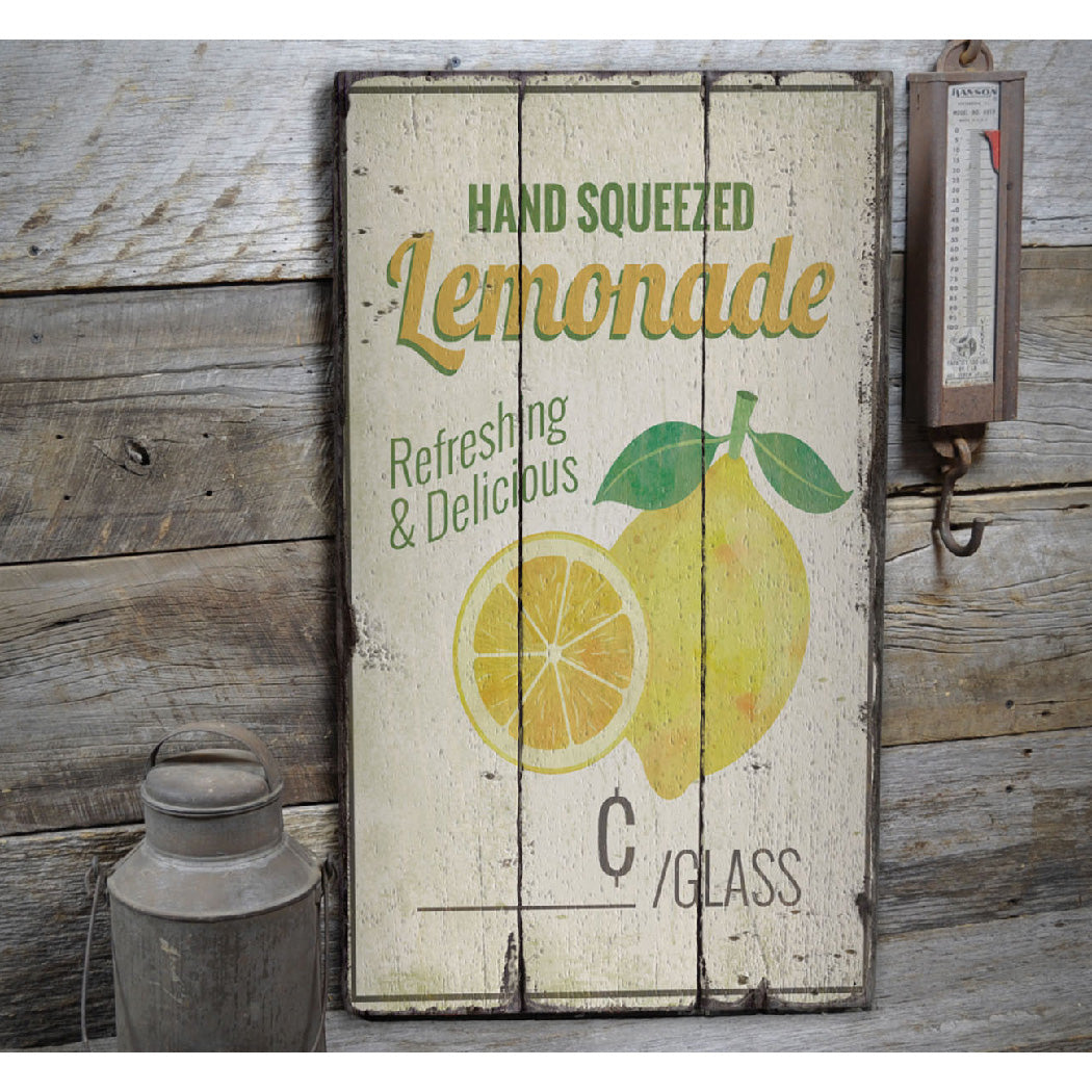Hand Squeezed Lemonade Rustic Wood Sign