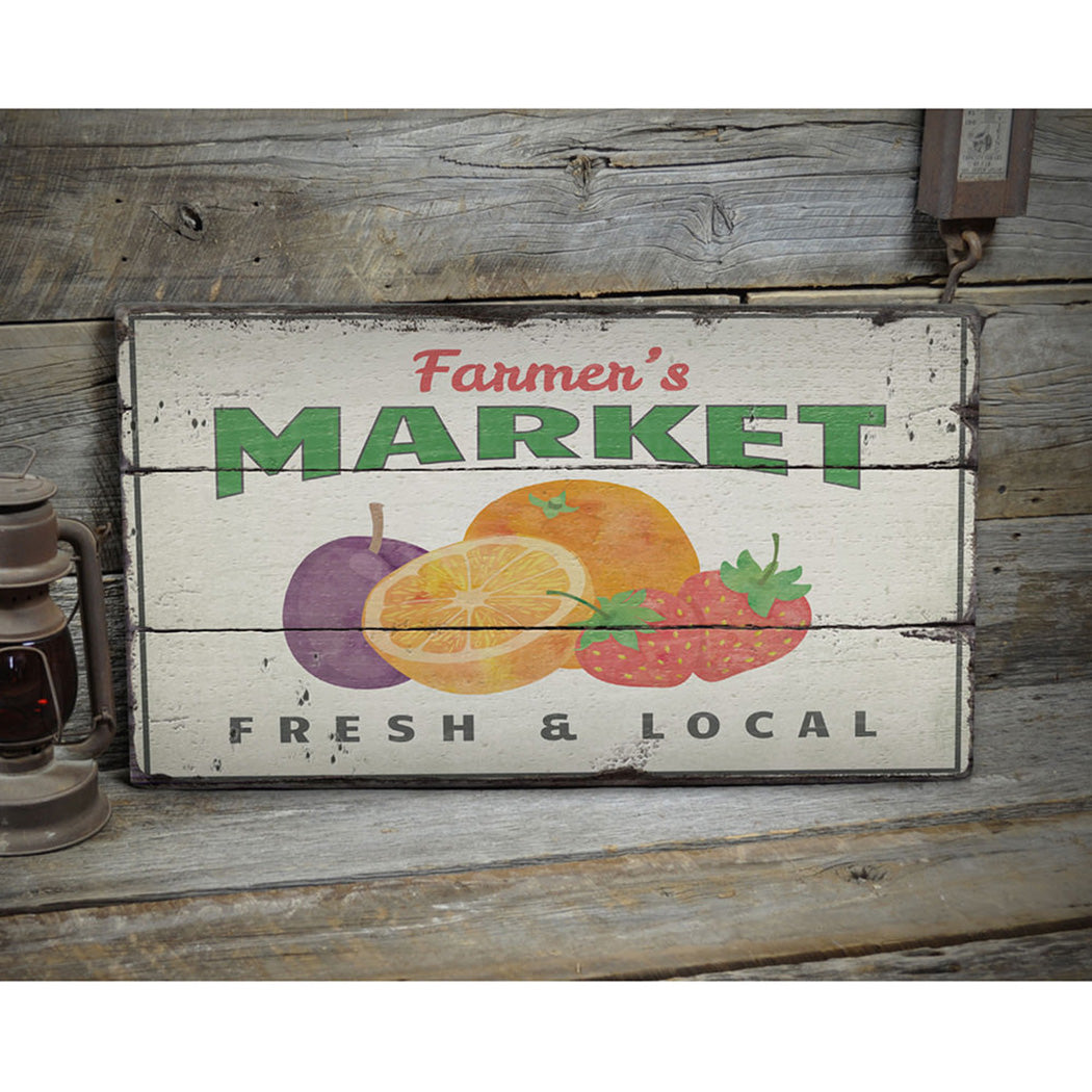 Farmer's Market Fruit Rustic Wood Sign