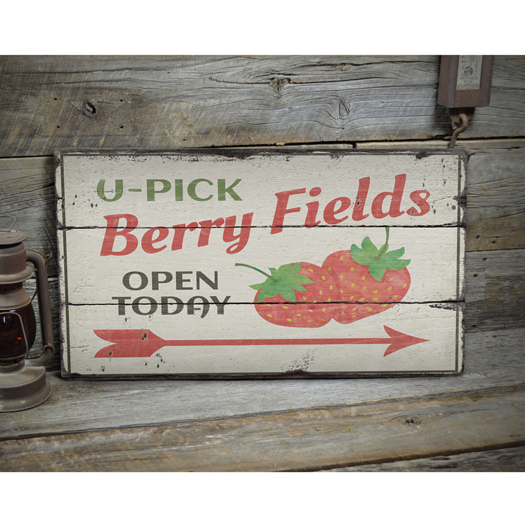 U-Pick Berries Rustic Wood Sign