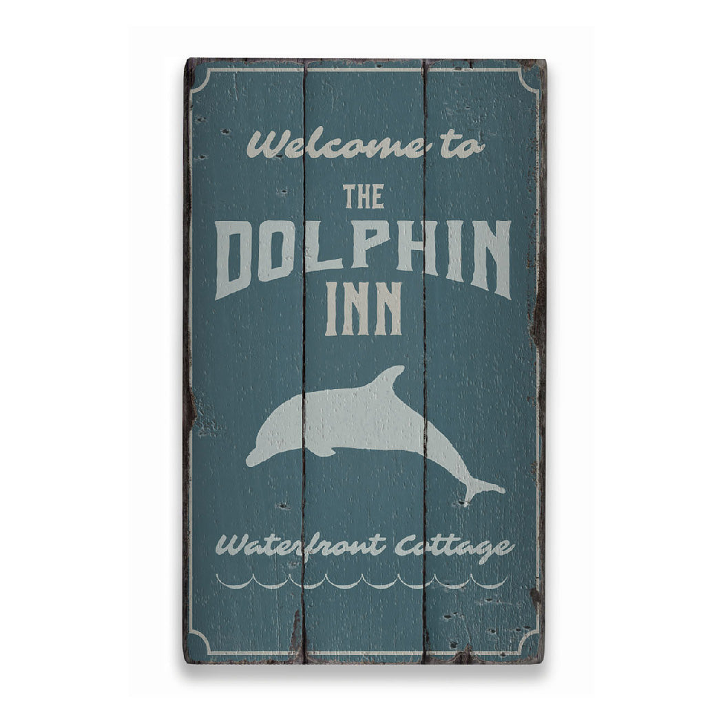 Dolphin Inn Rustic Wood Sign