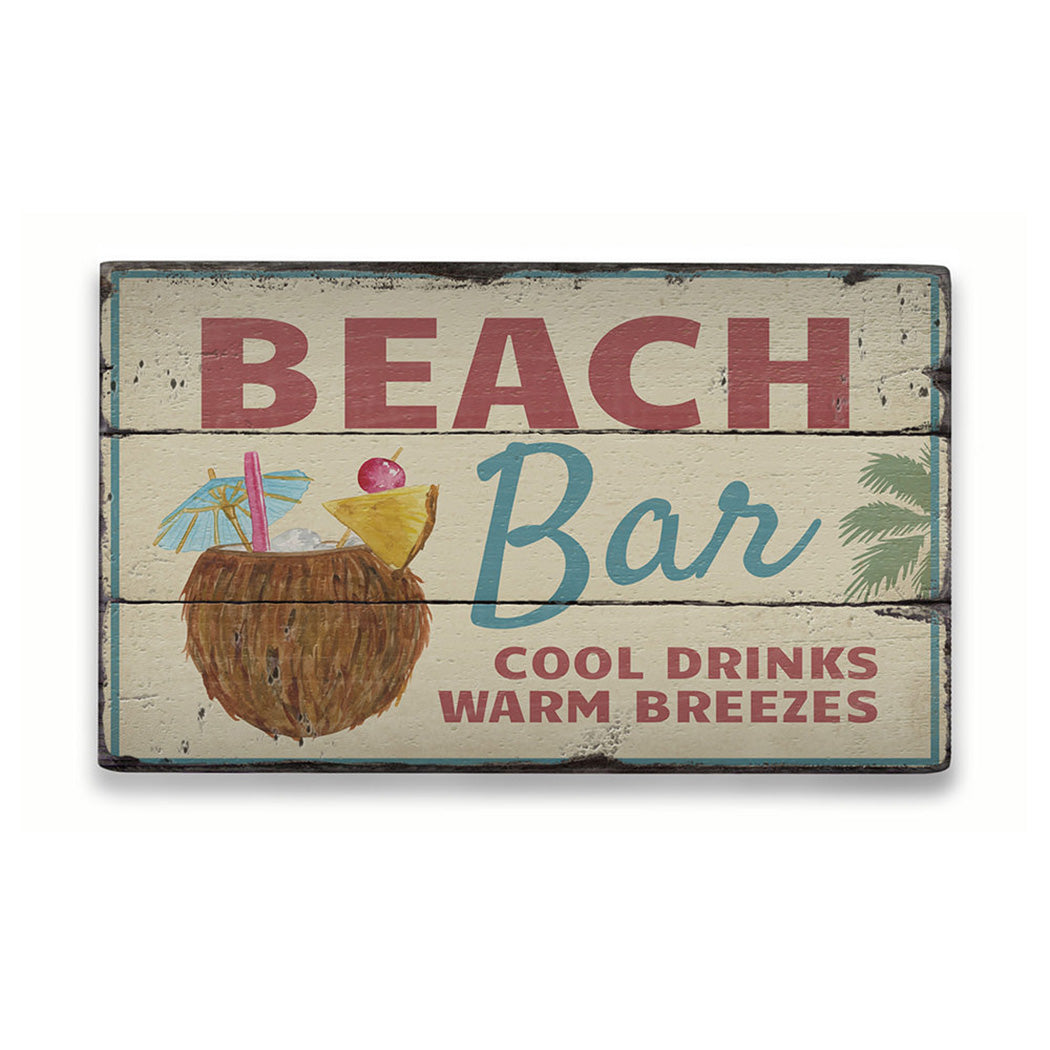 Beach Cocktail Rustic Wood Sign