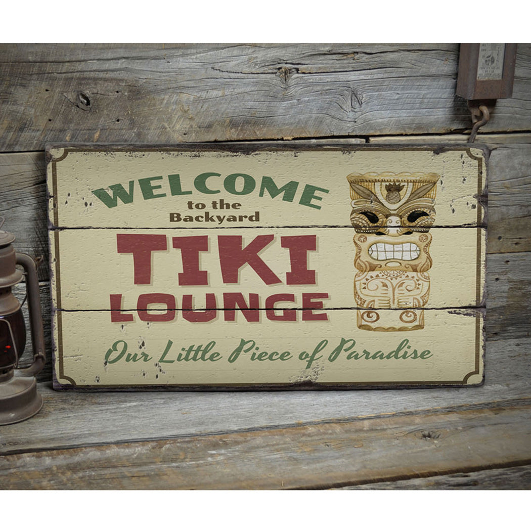 Backyard Tiki Bar Rustic Wood Sign