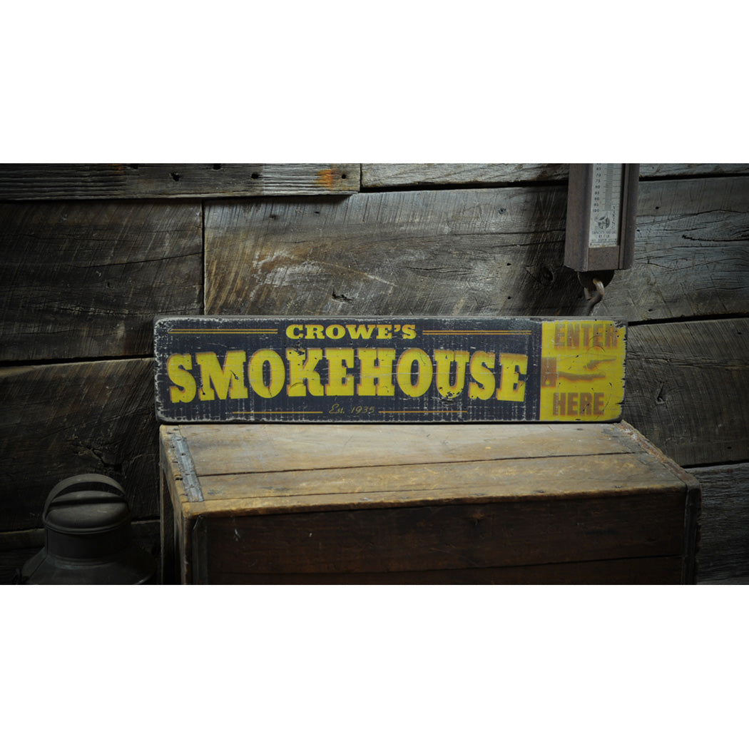 BBQ Smokehouse Rustic Wood Sign