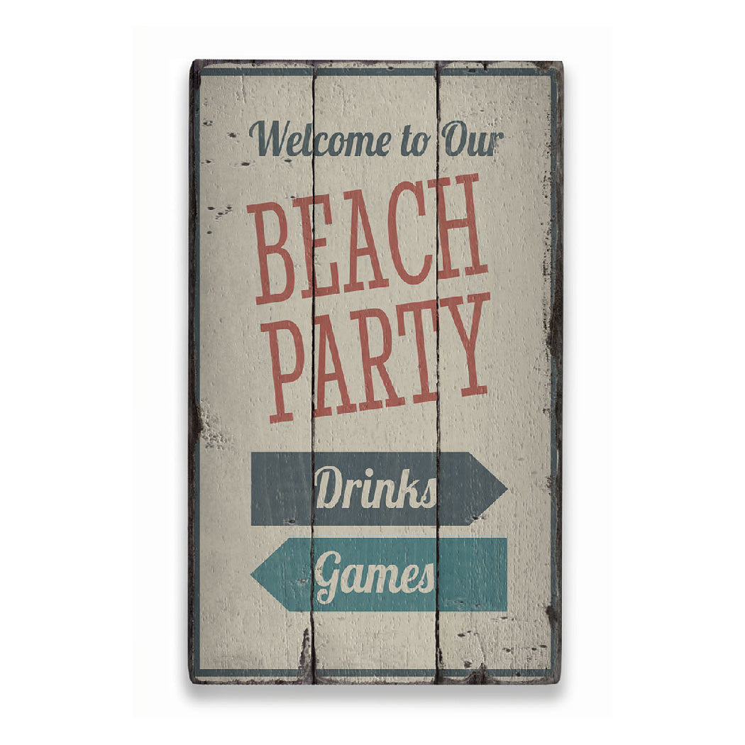 Beach Party Rustic Wood Sign