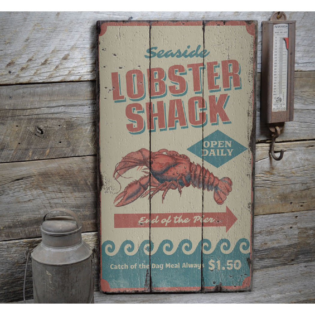 Seaside Lobster Shack Rustic Wood Sign