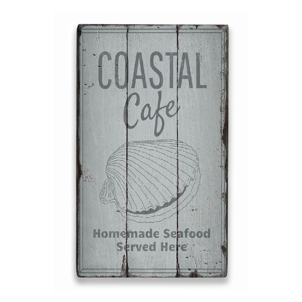 Coastal Cafe Rustic Wood Sign